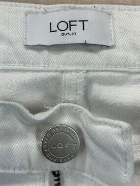 Loft Outlet Jeans Womens Size 16 White Denim Straight Crop Stretch Casual